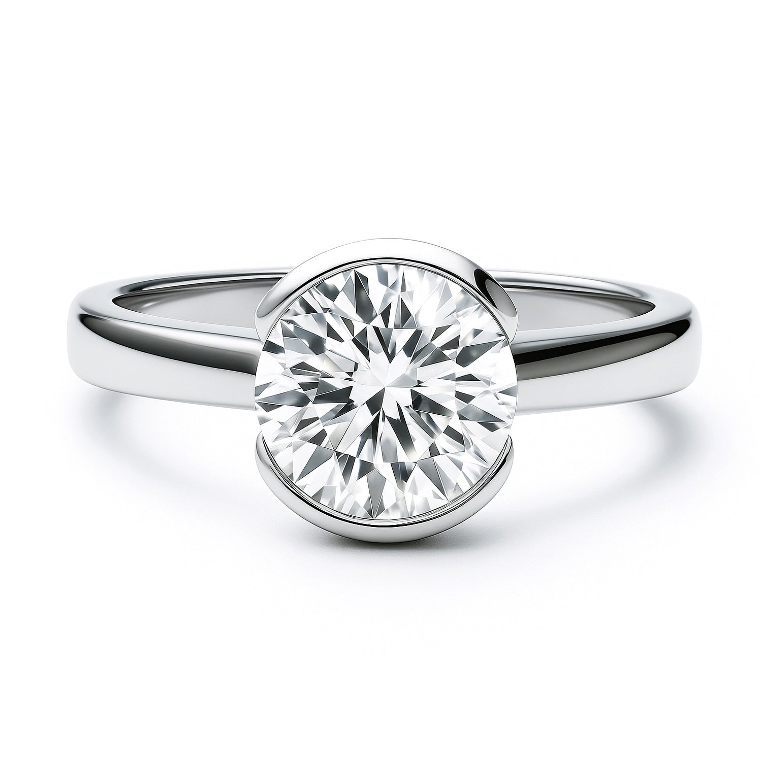 Solitaire 2ct Bezel CZ Ring in Sterling Silver, 1 of 9