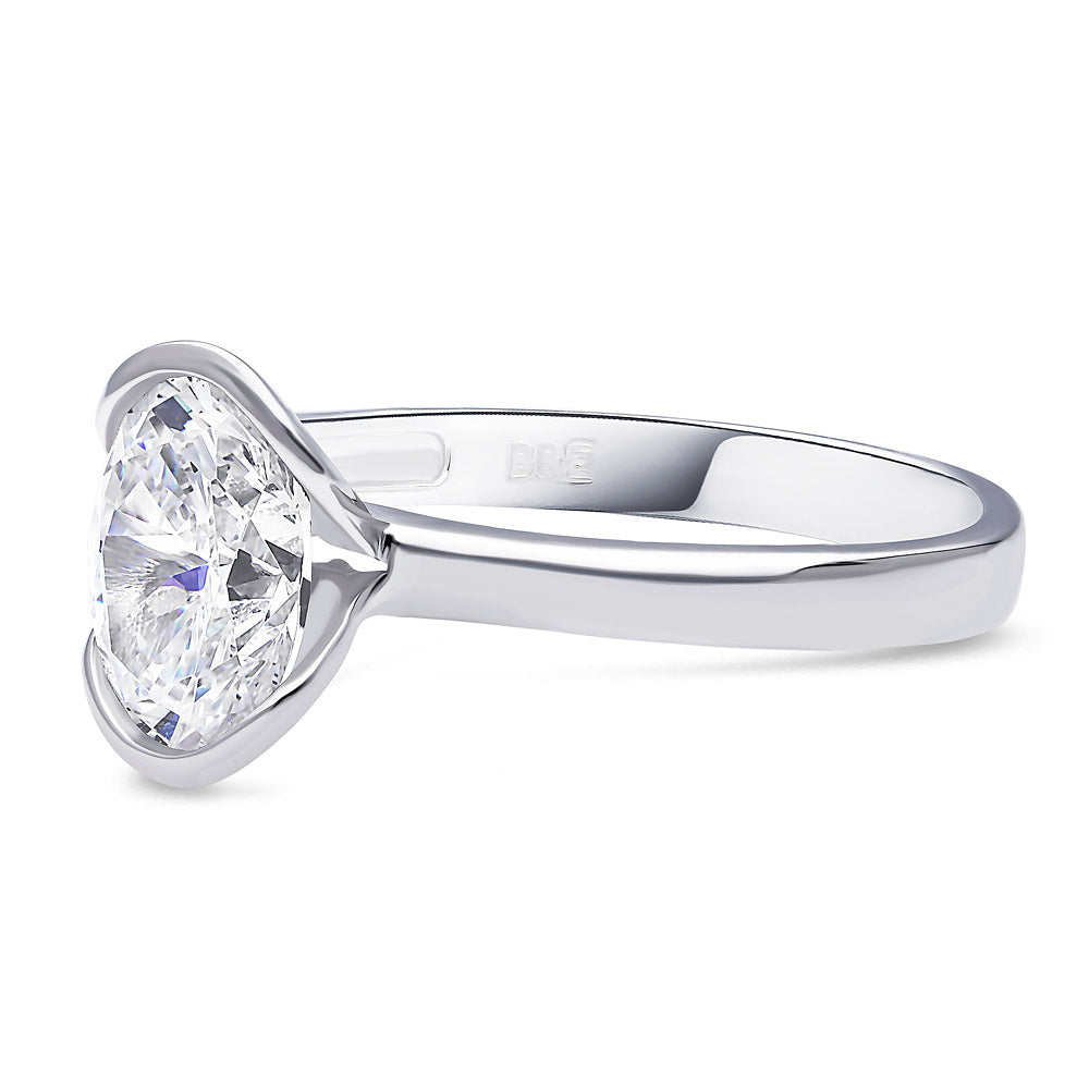 Angle view of Solitaire 2ct Bezel CZ Ring in Sterling Silver, 5 of 9