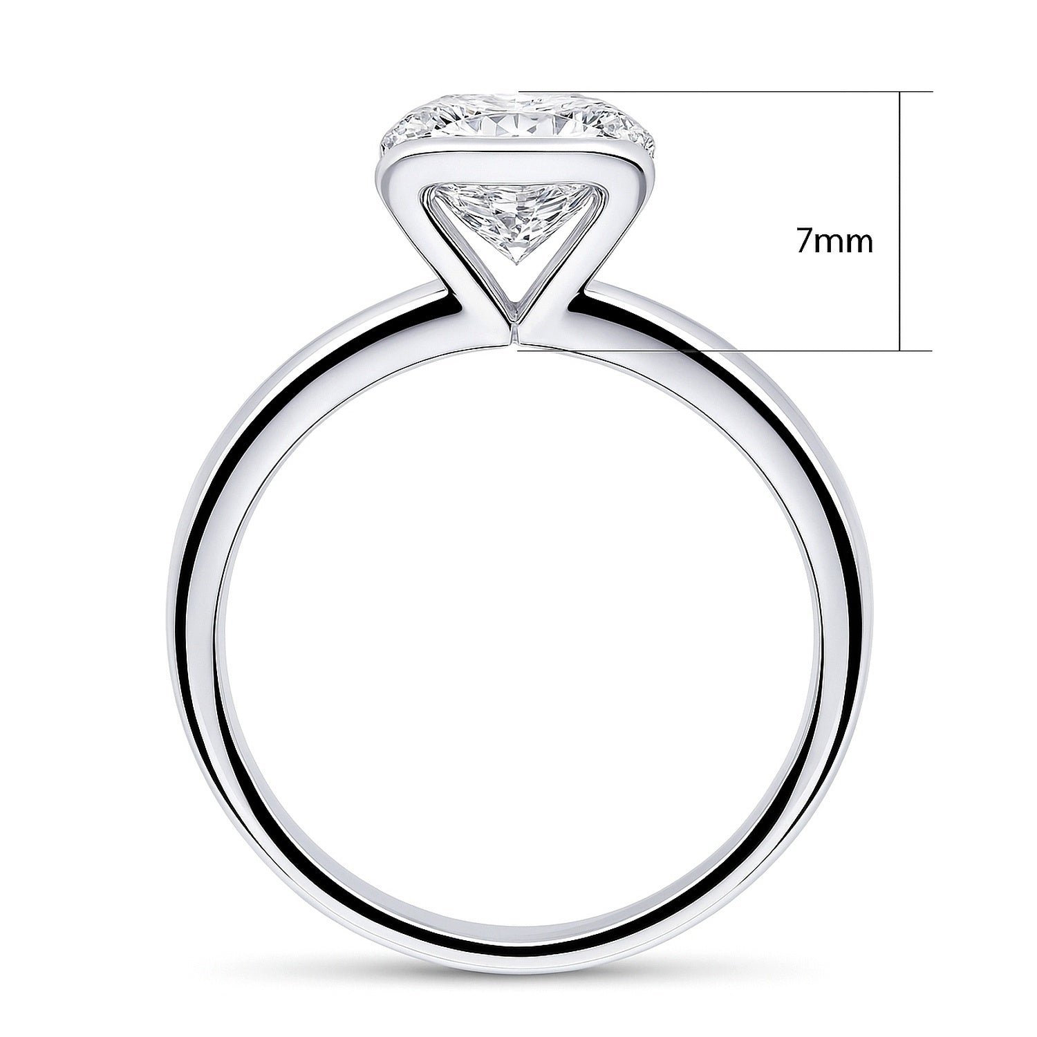 Solitaire 2ct Bezel CZ Ring in Sterling Silver, 8 of 9