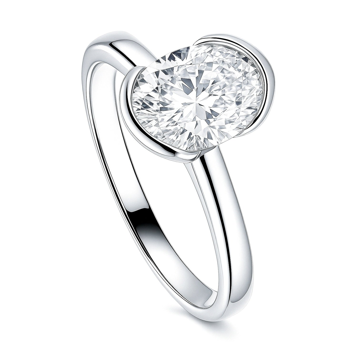 Solitaire 1.8ct Bezel Oval CZ Ring in Sterling Silver, 4 of 9