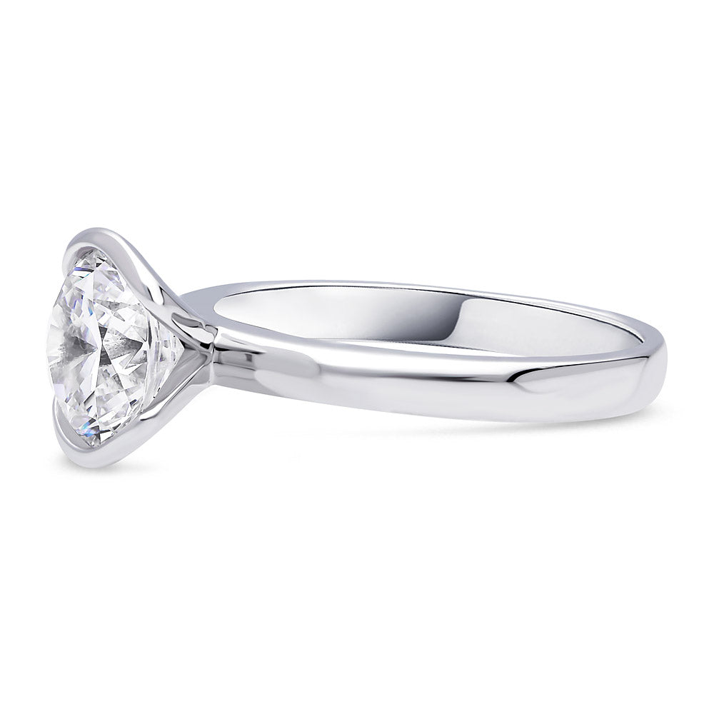 Solitaire 1.8ct Bezel Oval CZ Ring in Sterling Silver