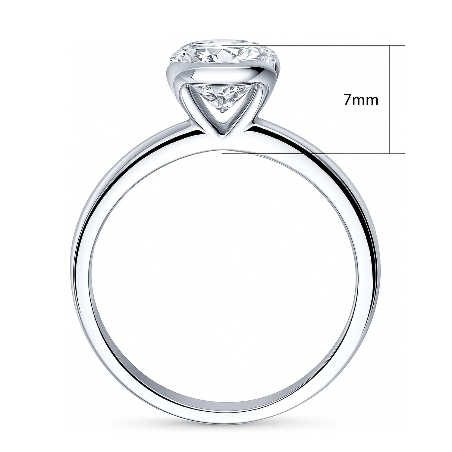 Solitaire 1.8ct Bezel Oval CZ Ring in Sterling Silver, 8 of 9