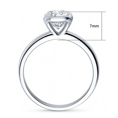 Solitaire 1.8ct Bezel Oval CZ Ring in Sterling Silver