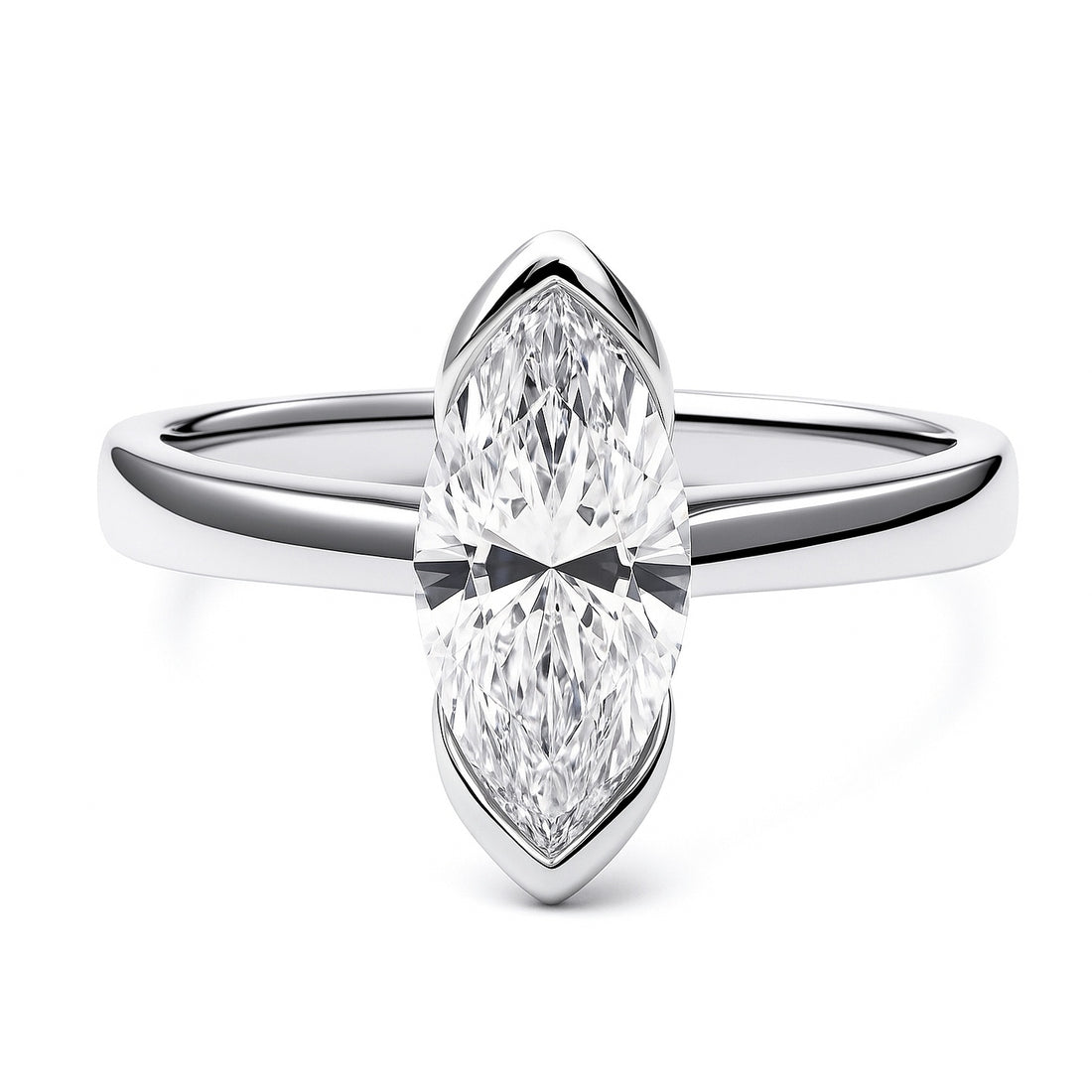 Solitaire 1.6ct Bezel Marquise CZ Ring in Sterling Silver