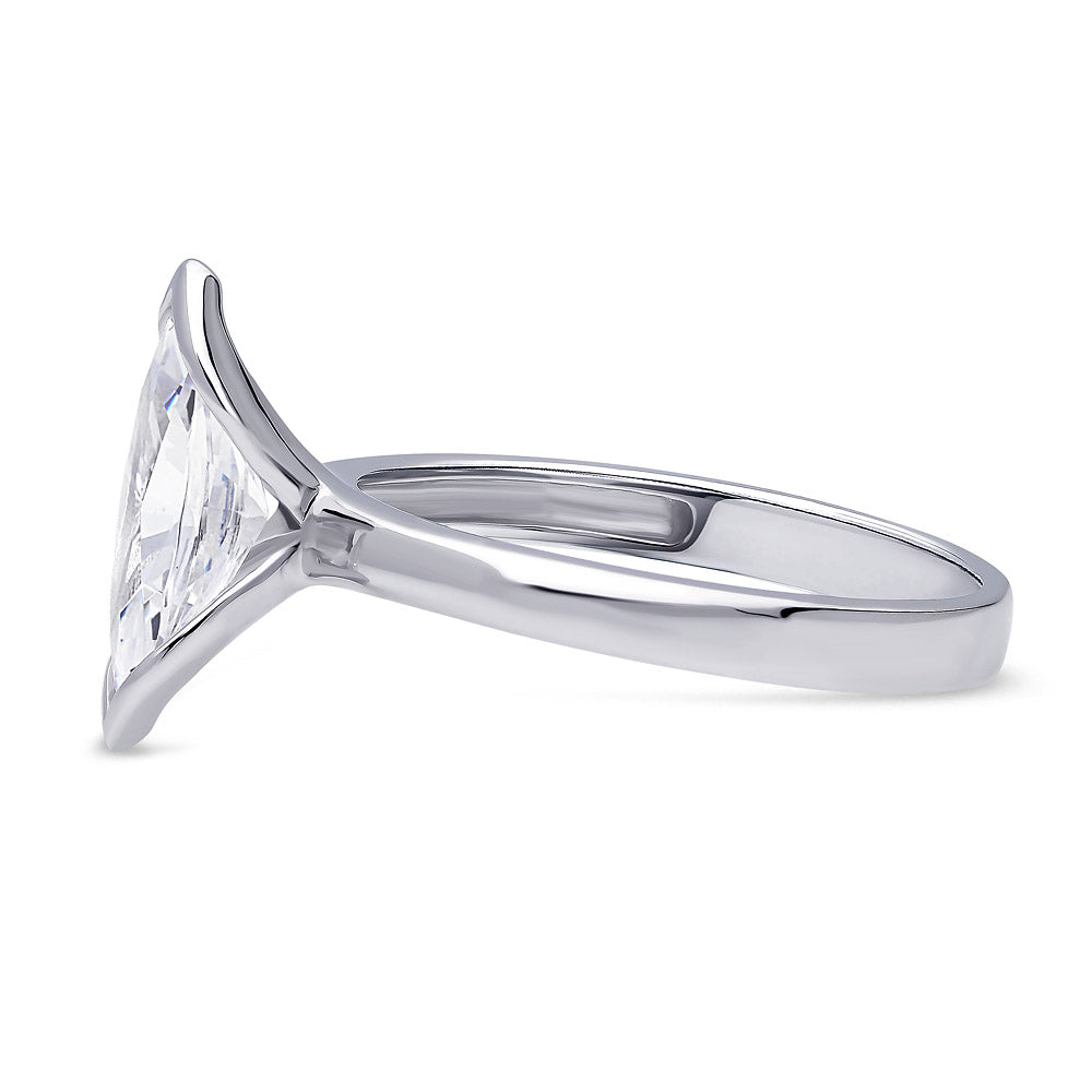 Angle view of Solitaire 1.6ct Bezel Marquise CZ Ring in Sterling Silver, 5 of 10