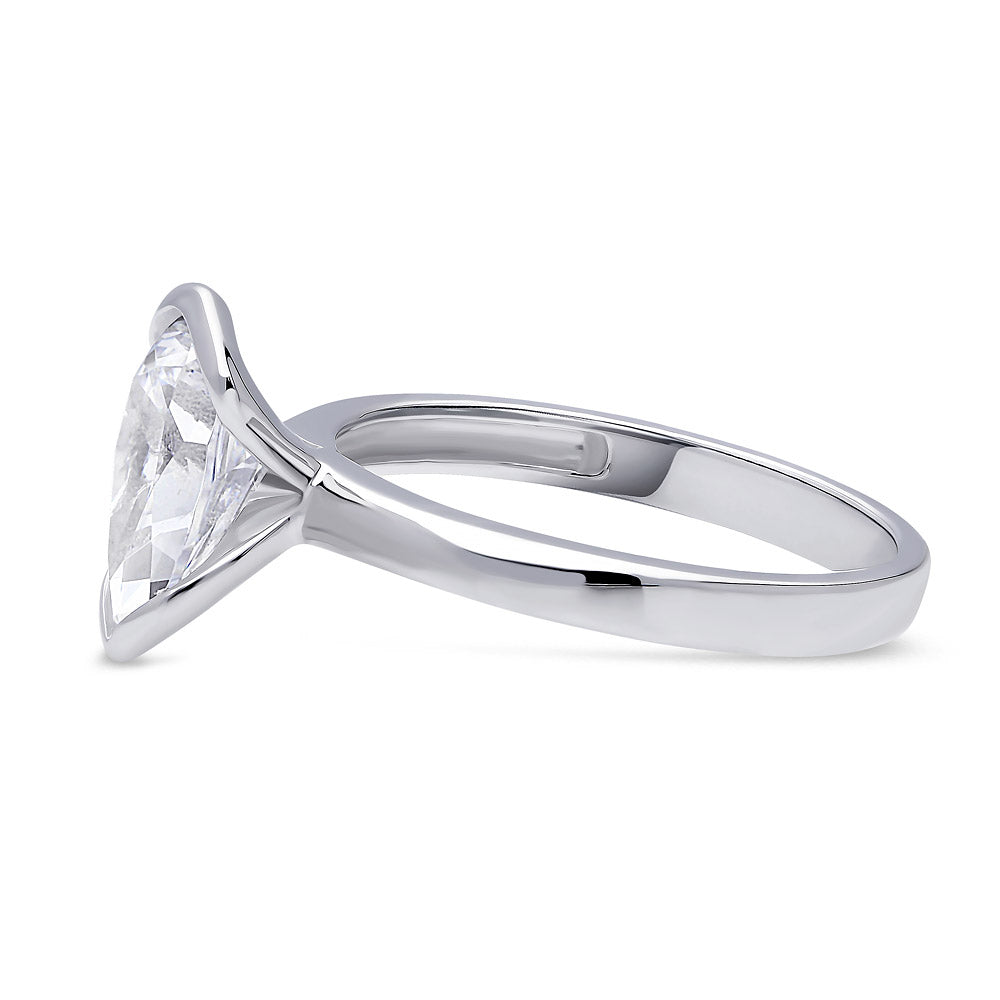 Angle view of Solitaire 1.8ct Bezel Pear CZ Ring in Sterling Silver, 5 of 11