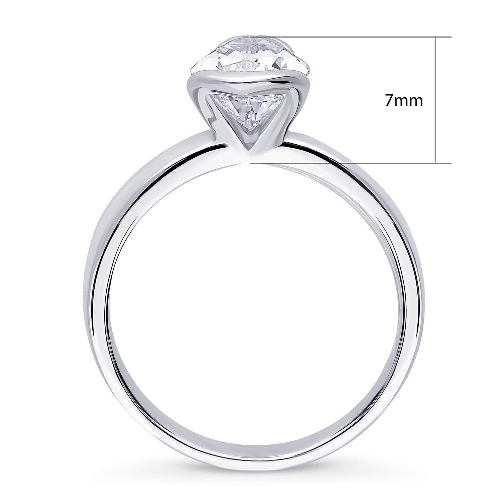 Alternate view of Solitaire 1.8ct Bezel Pear CZ Ring in Sterling Silver, 8 of 11