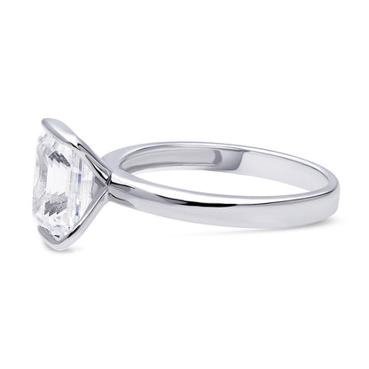 Solitaire 2.6ct Bezel Emerald Cut CZ Ring in Sterling Silver