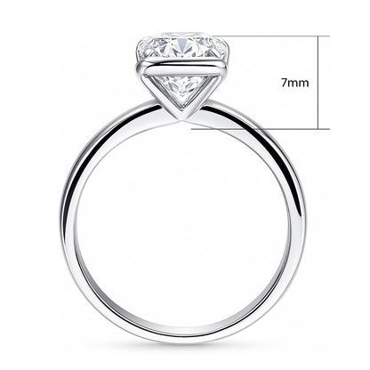 Solitaire 2.6ct Bezel Emerald Cut CZ Ring in Sterling Silver