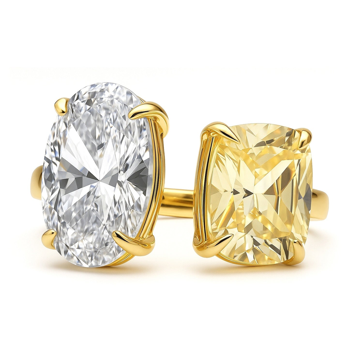 Toi et Moi 2-Stone CZ Ring in Gold Flashed Sterling Silver, 1 of 10