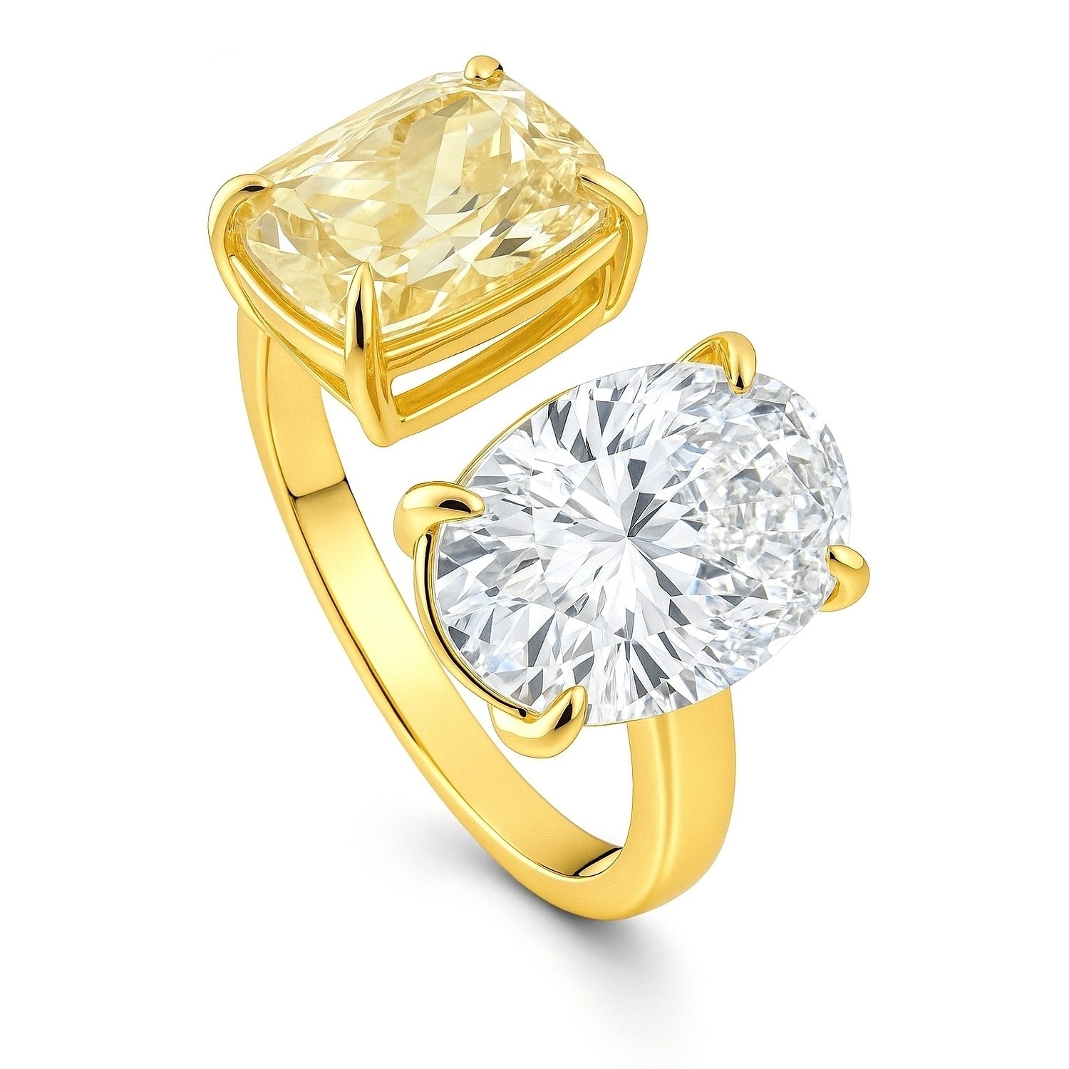 Toi et Moi 2-Stone CZ Ring in Gold Flashed Sterling Silver