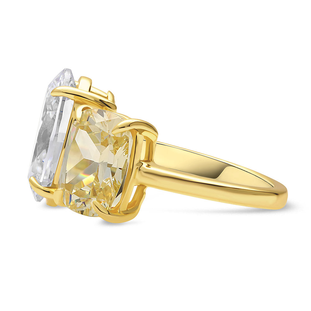 Angle view of Toi et Moi 2-Stone CZ Ring in Gold Flashed Sterling Silver, 5 of 10