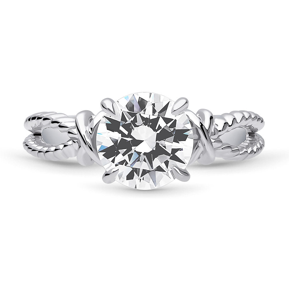 Cable Woven Solitaire 2ct CZ Ring in Sterling Silver, 1 of 12