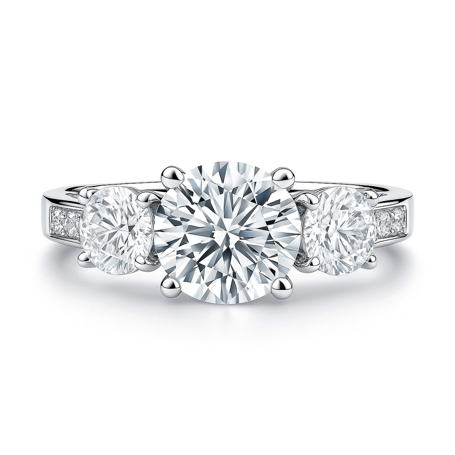 3-Stone 2ct CZ Ring in Sterling Silver, 1 of 10