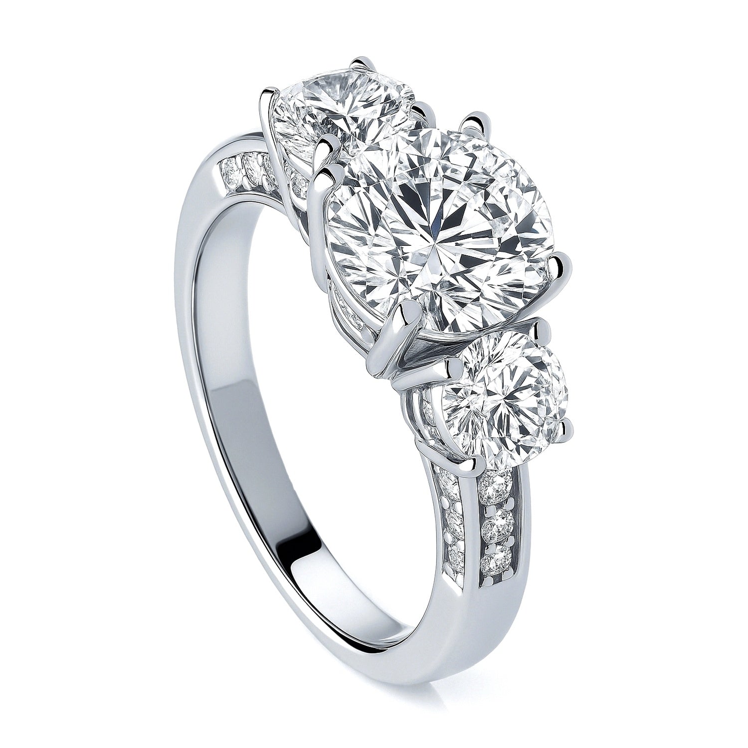 3-Stone 2ct CZ Ring in Sterling Silver, 3 of 10