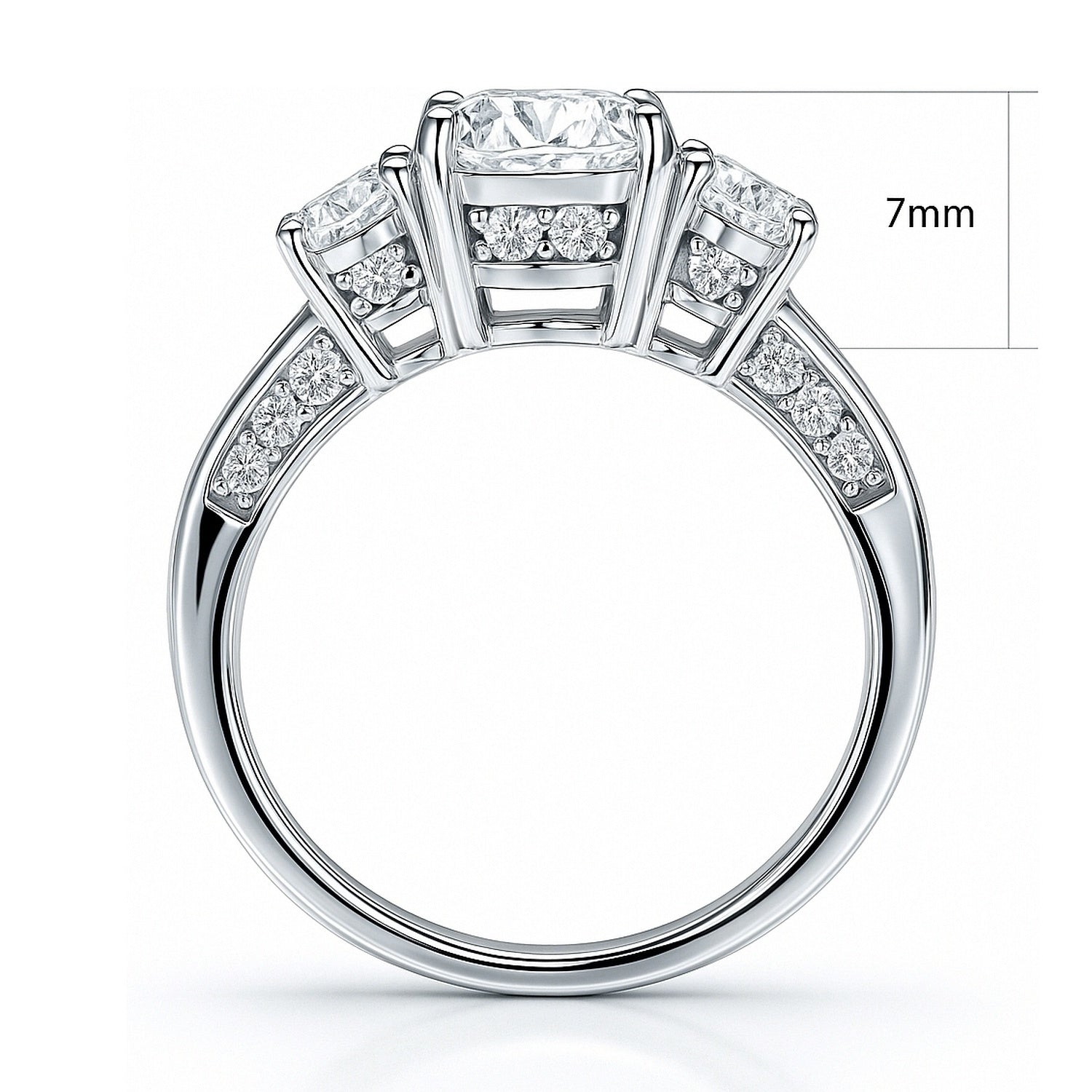 3-Stone 2ct CZ Ring in Sterling Silver, 7 of 10