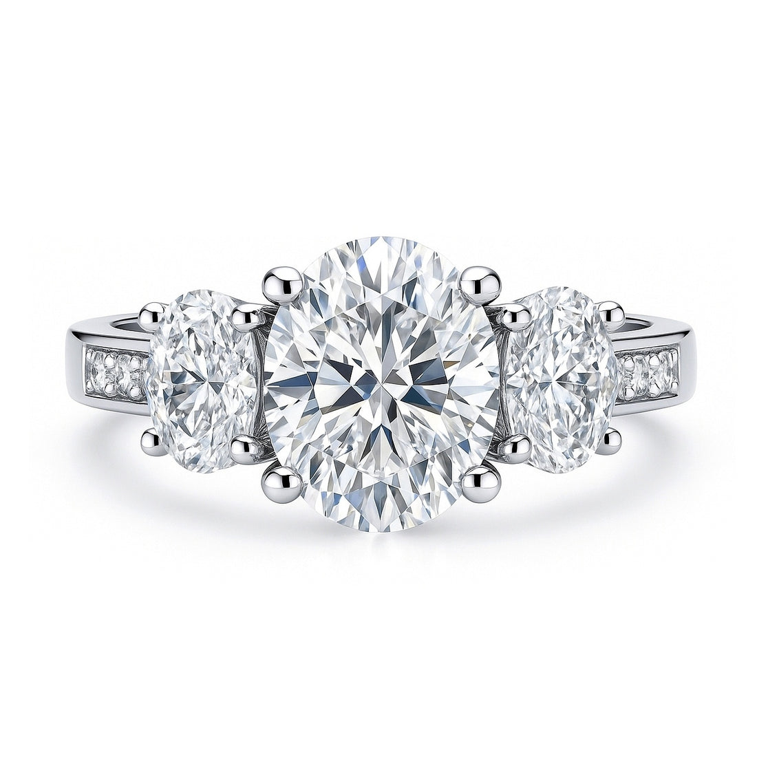 3-Stone 1.8ct Oval CZ Ring in Sterling Silver