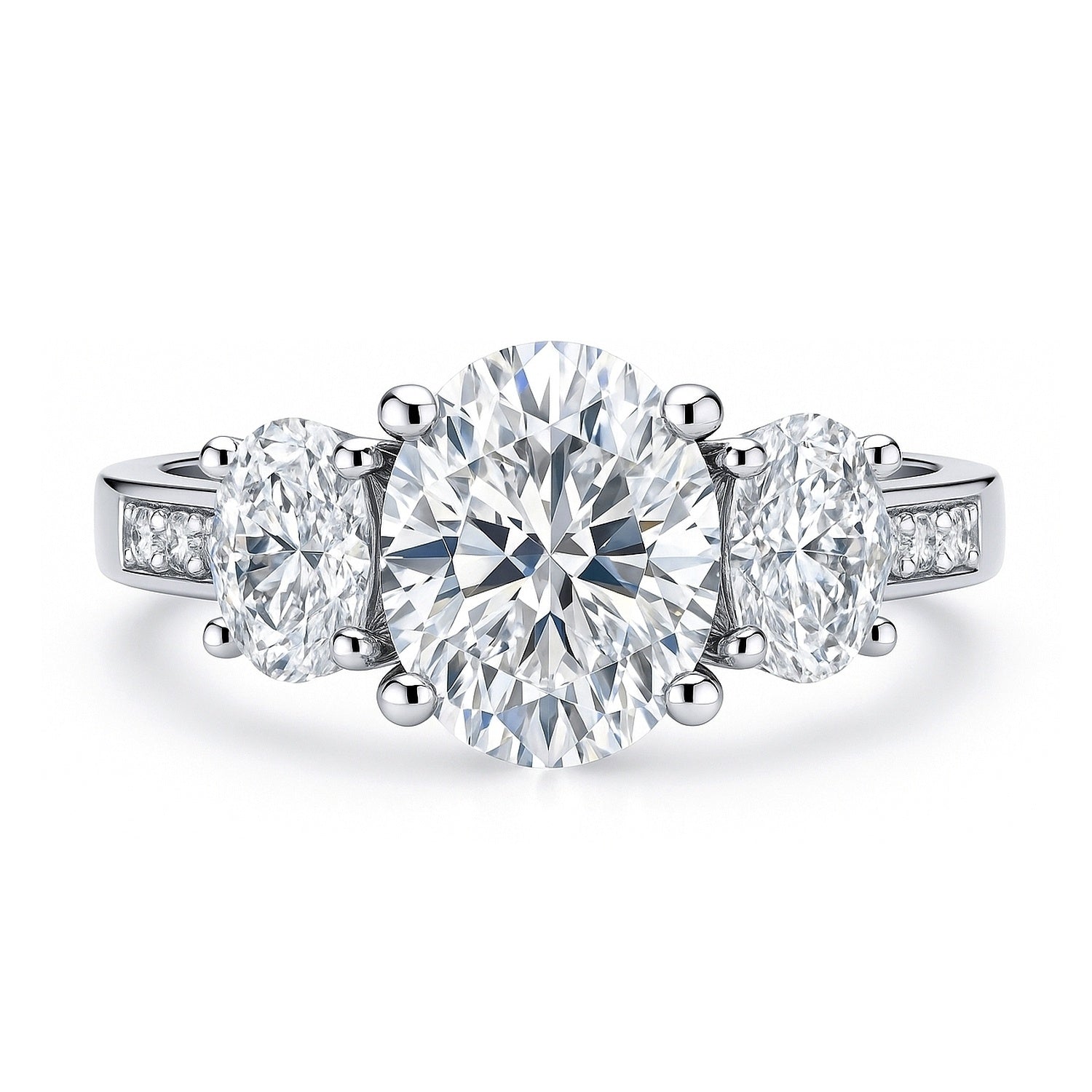 3-Stone 1.8ct Oval CZ Ring in Sterling Silver, 1 of 9
