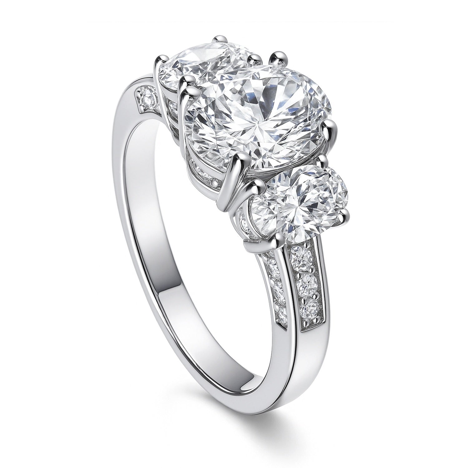 3-Stone 1.8ct Oval CZ Ring in Sterling Silver, 4 of 9