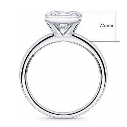 Solitaire 2ct Bezel Princess CZ Ring in Sterling Silver