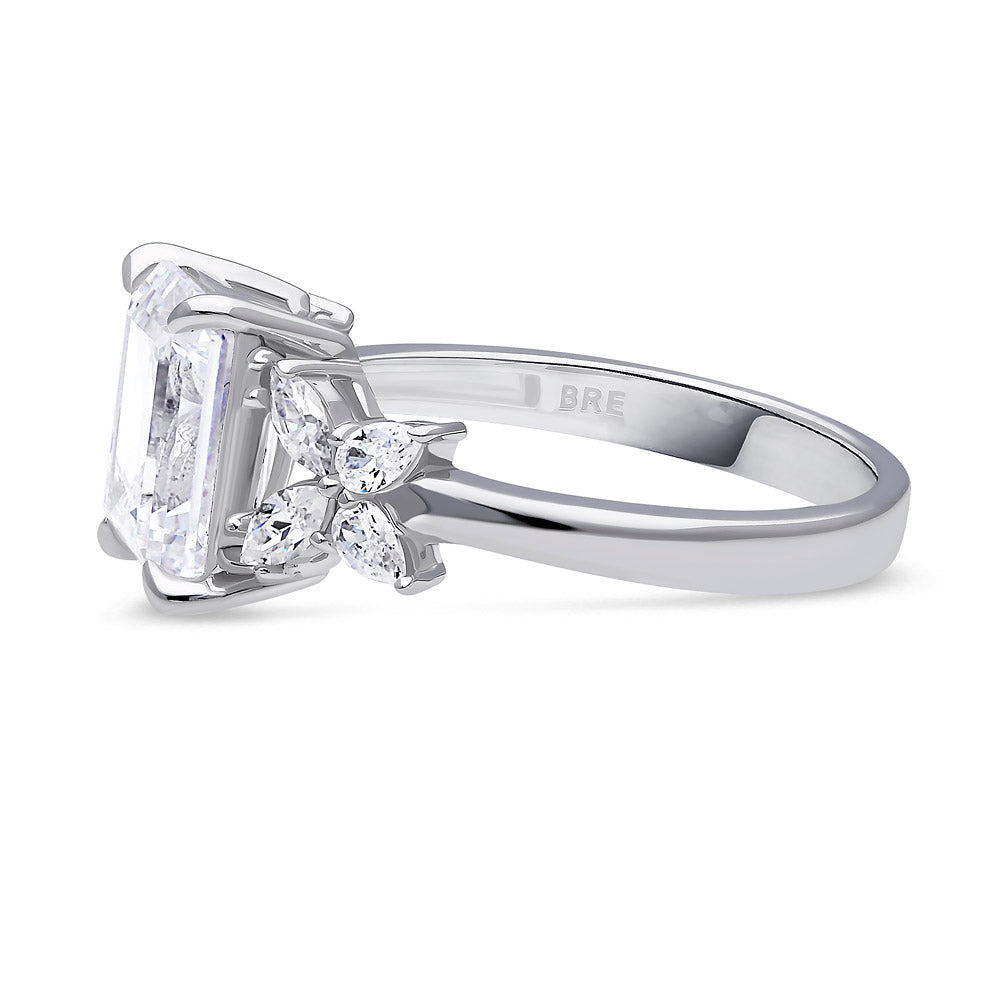 Angle view of Flower CZ Ring in Sterling Silver, 5 of 9