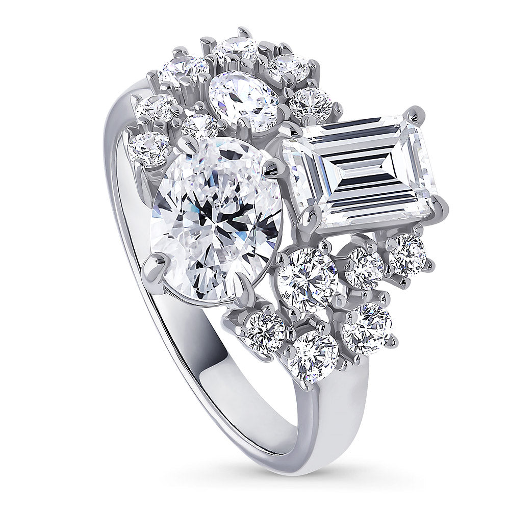Sterling Silver Cluster Cubic Zirconia CZ Fashion Ring