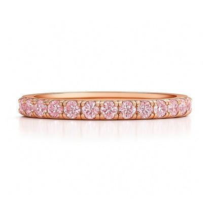Pink CZ Eternity Ring in Rose Gold Flashed Sterling Silver