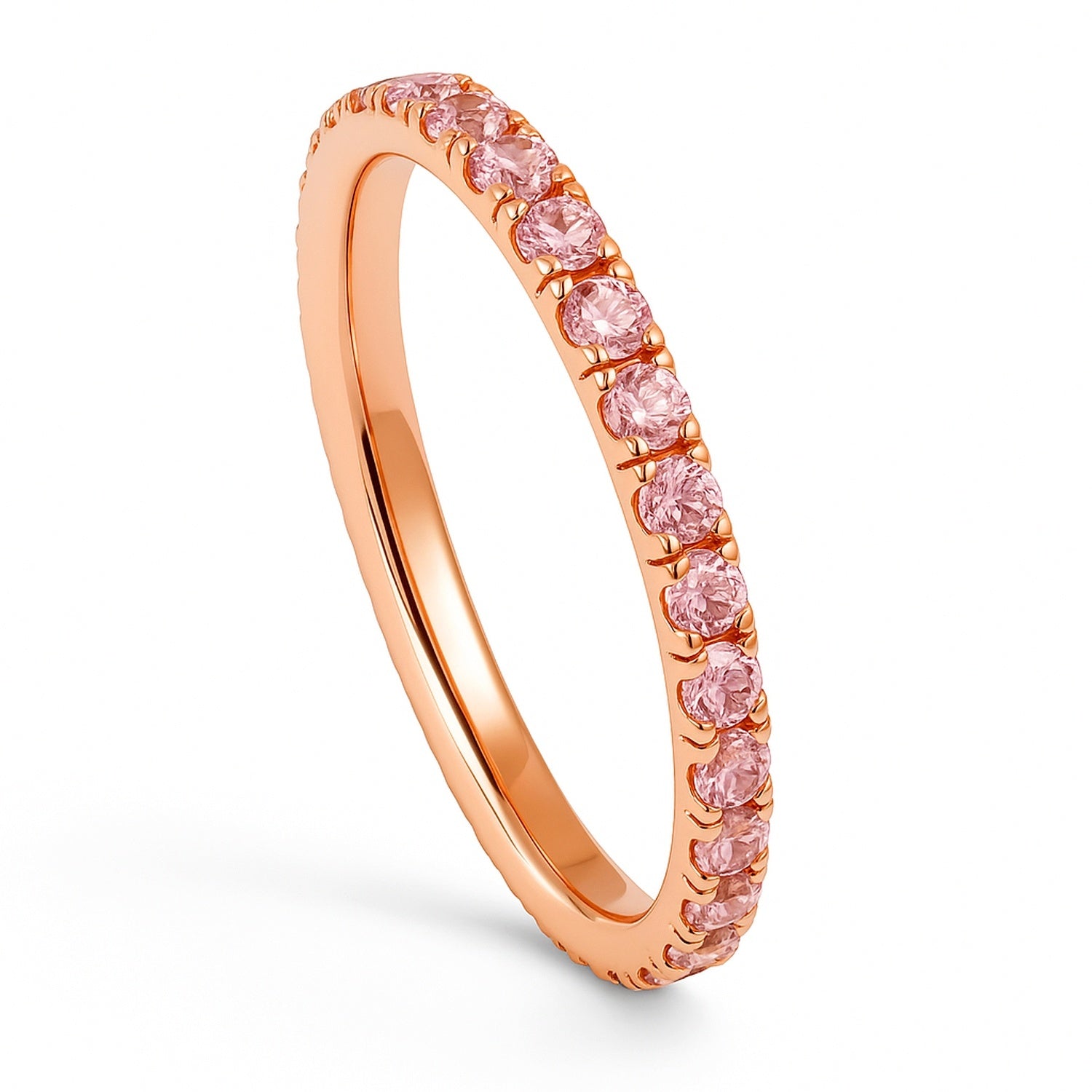 Rose Gold Flashed Sterling Silver Pink CZ Eternity Ring – BERRICLE