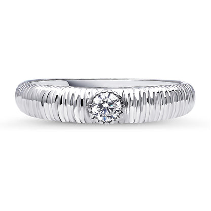 Solitaire Bezel CZ Ring in Sterling Silver