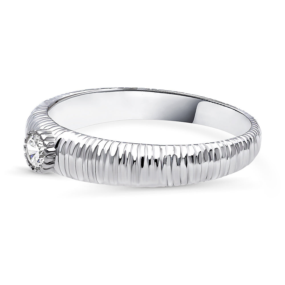 Solitaire Bezel CZ Ring in Sterling Silver