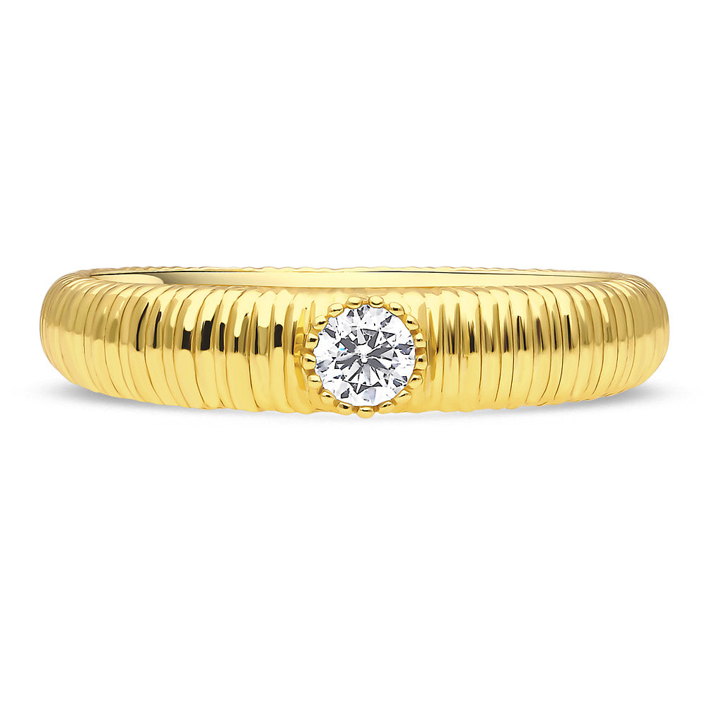 Solitaire Bezel CZ Ring in Gold Flashed Sterling Silver
