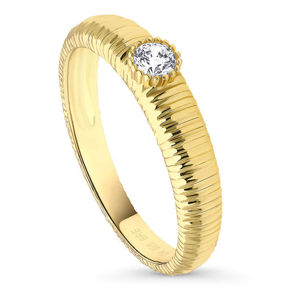 Solitaire Bezel CZ Ring in Gold Flashed Sterling Silver