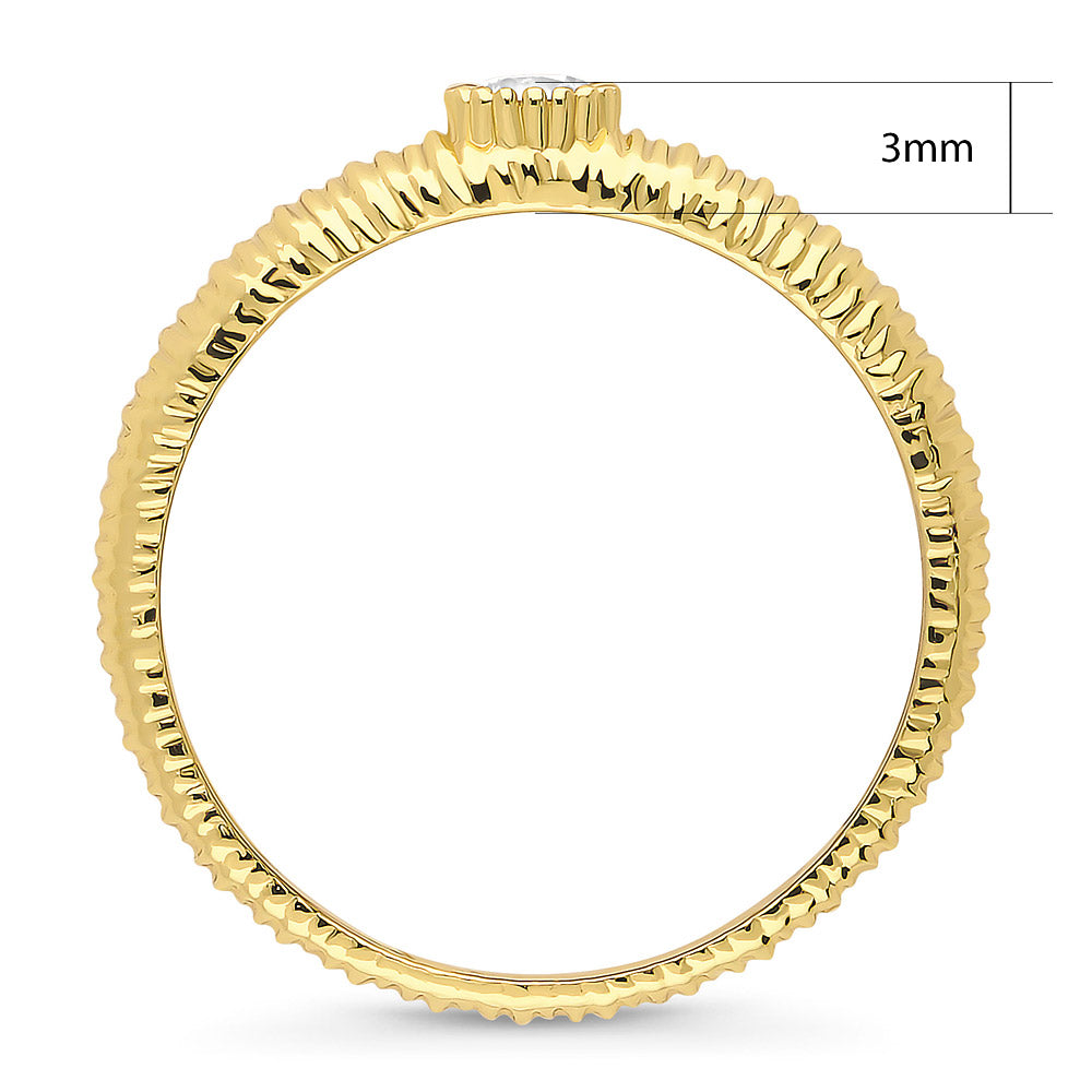 Solitaire Bezel CZ Ring in Gold Flashed Sterling Silver