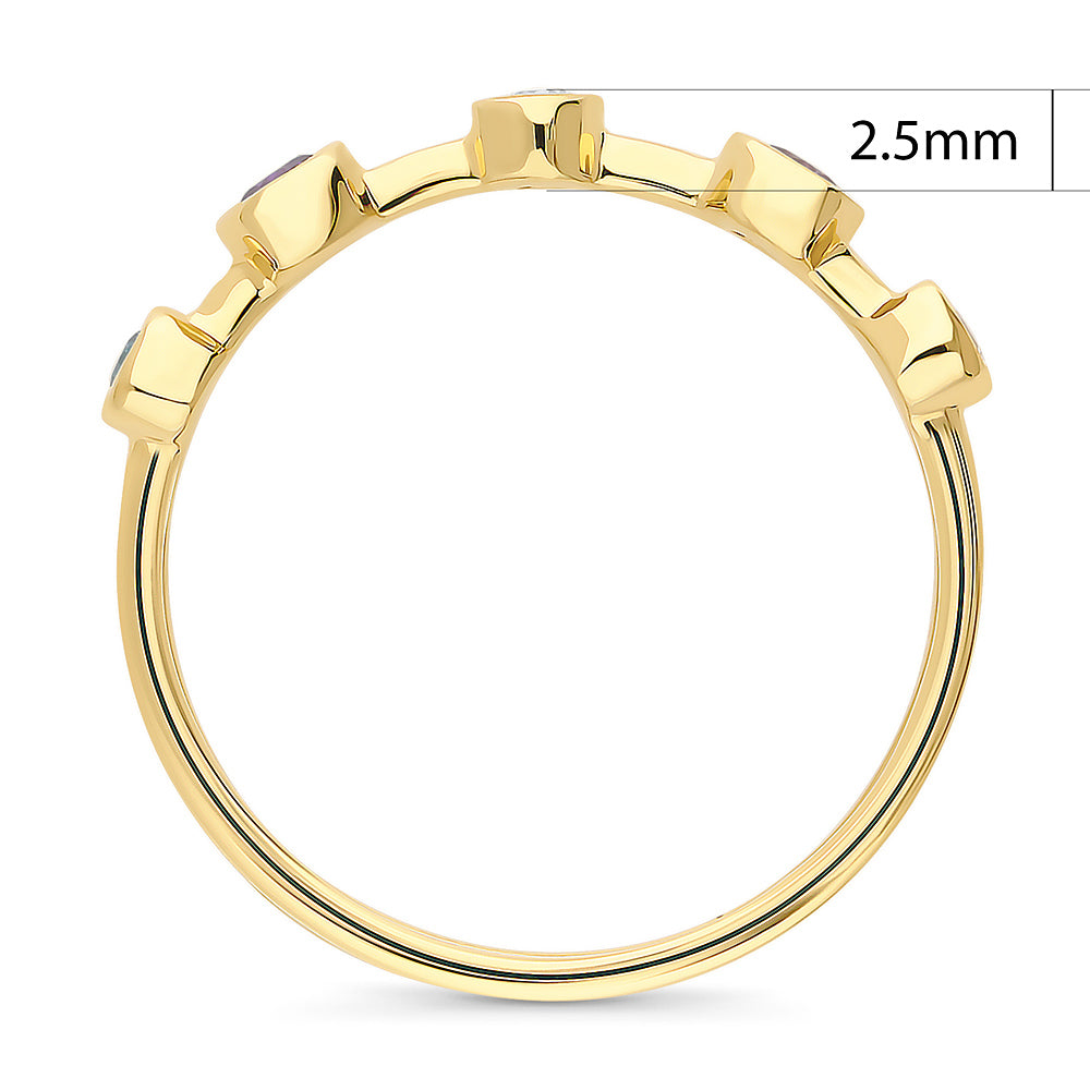 ロベールクレジュリー　美品　レアデザイン　ストライプ　ラメ　ドット　EU38.5 Gold Flashed Sterling Silver 5-Stone Cubic Zirconia CZ Band