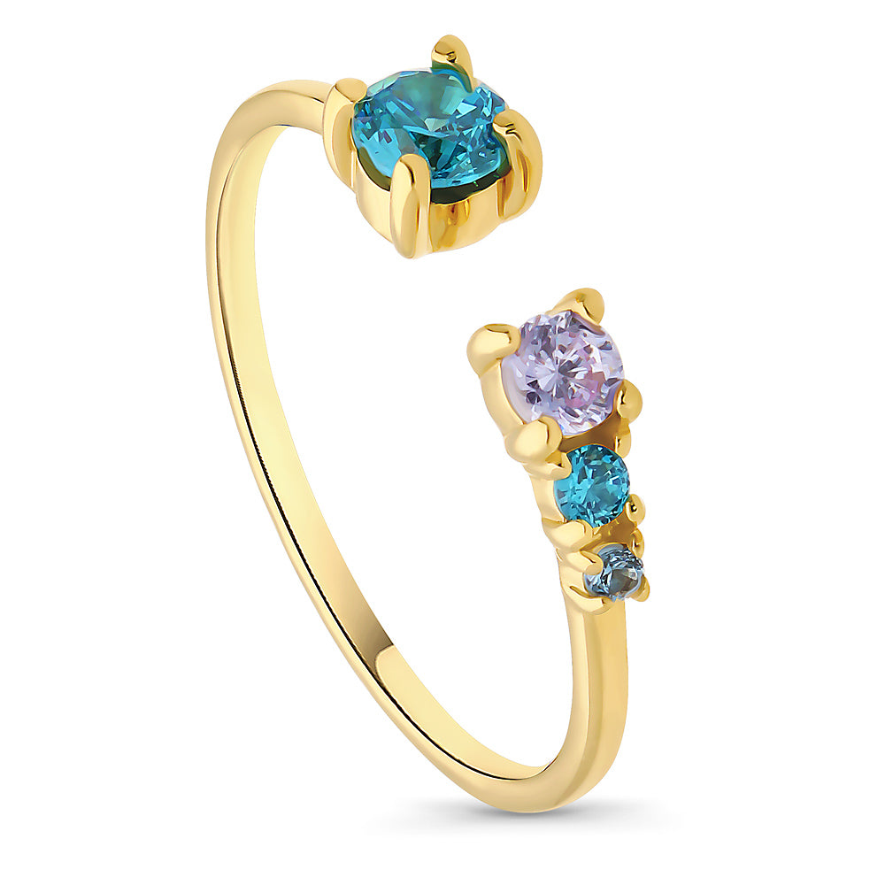 Front view of Bypass CZ Band in Gold Flashed Sterling Silver, 4 of 8