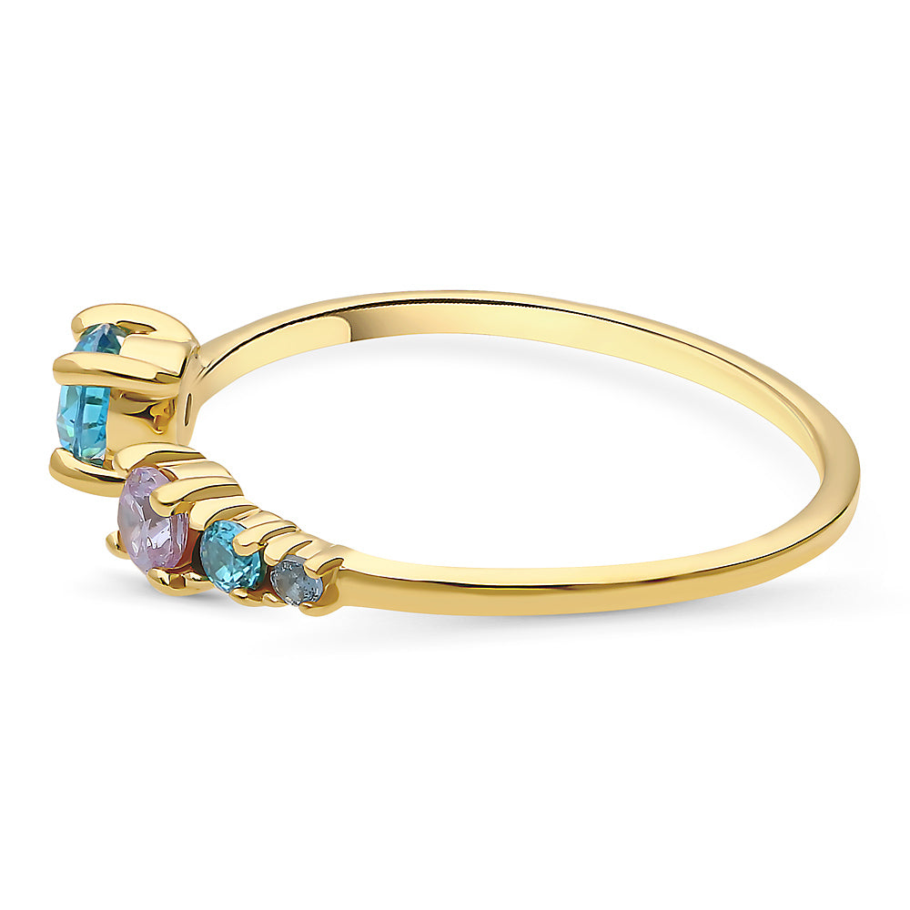 Gold Flashed Sterling Silver Bypass Promise CZ Band Ring