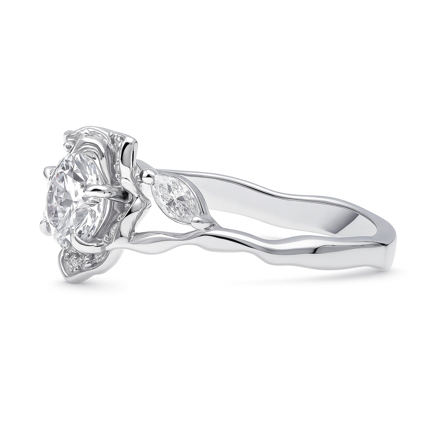 Sterling Silver Flower Halo Cubic Zirconia Engagement Ring – BERRICLE