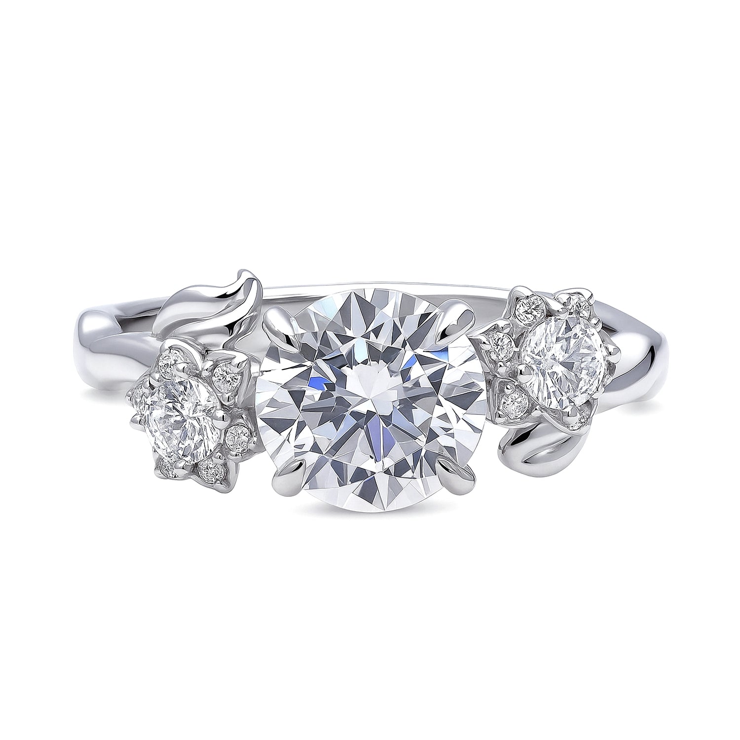 3-Stone Flower 1.6ct CZ Ring in Sterling Silver, 1 of 5