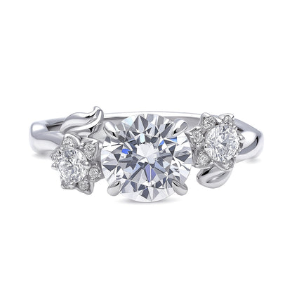 3-Stone Flower 1.6ct CZ Ring in Sterling Silver