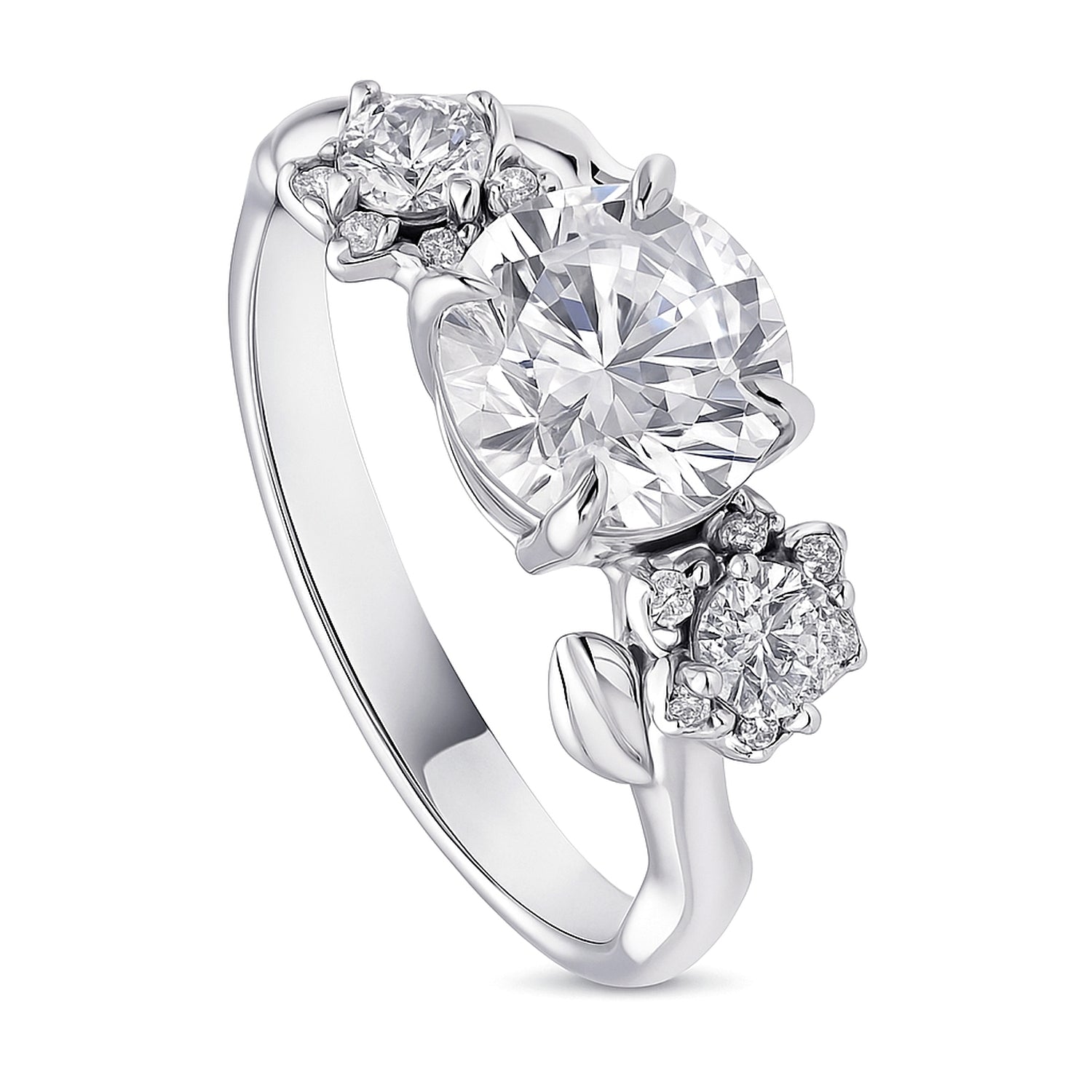 3-Stone Flower 1.6ct CZ Ring in Sterling Silver, 2 of 5