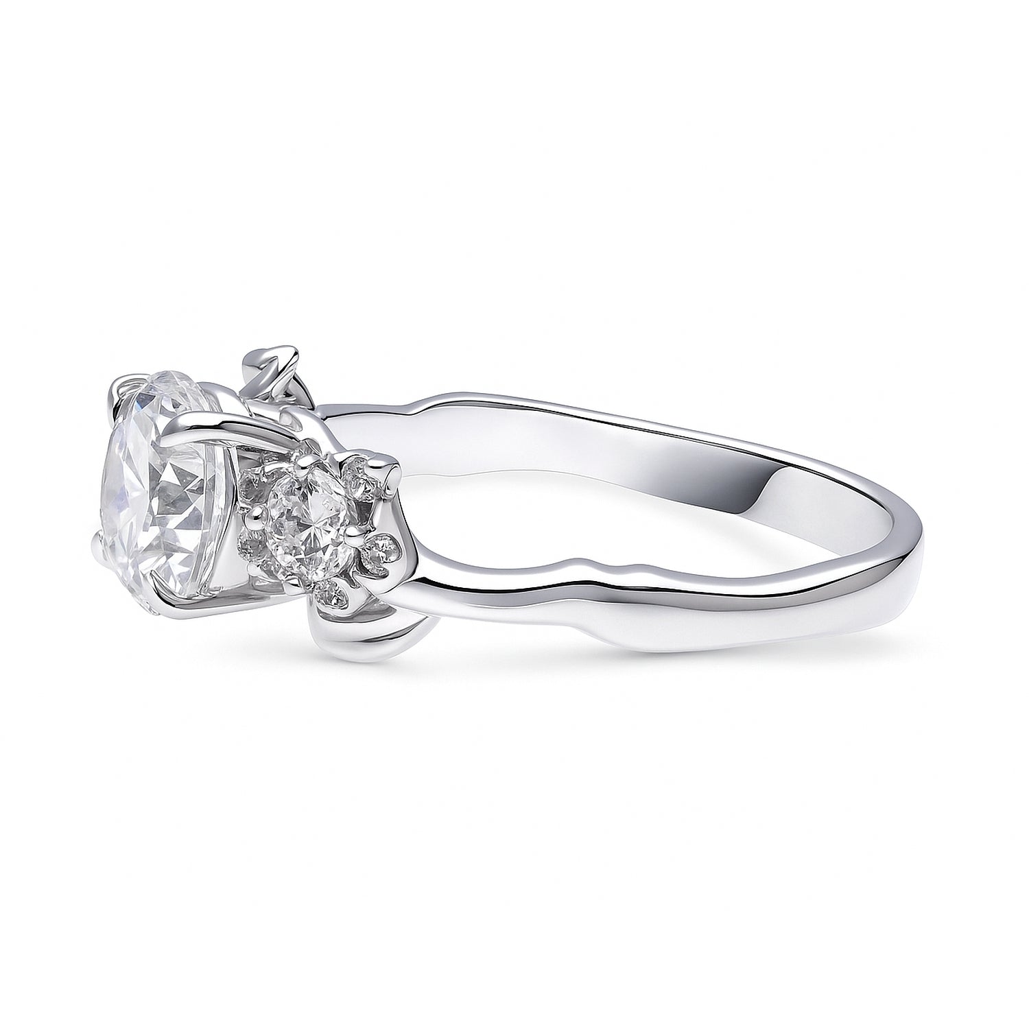 3-Stone Flower 1.6ct CZ Ring in Sterling Silver, 3 of 5