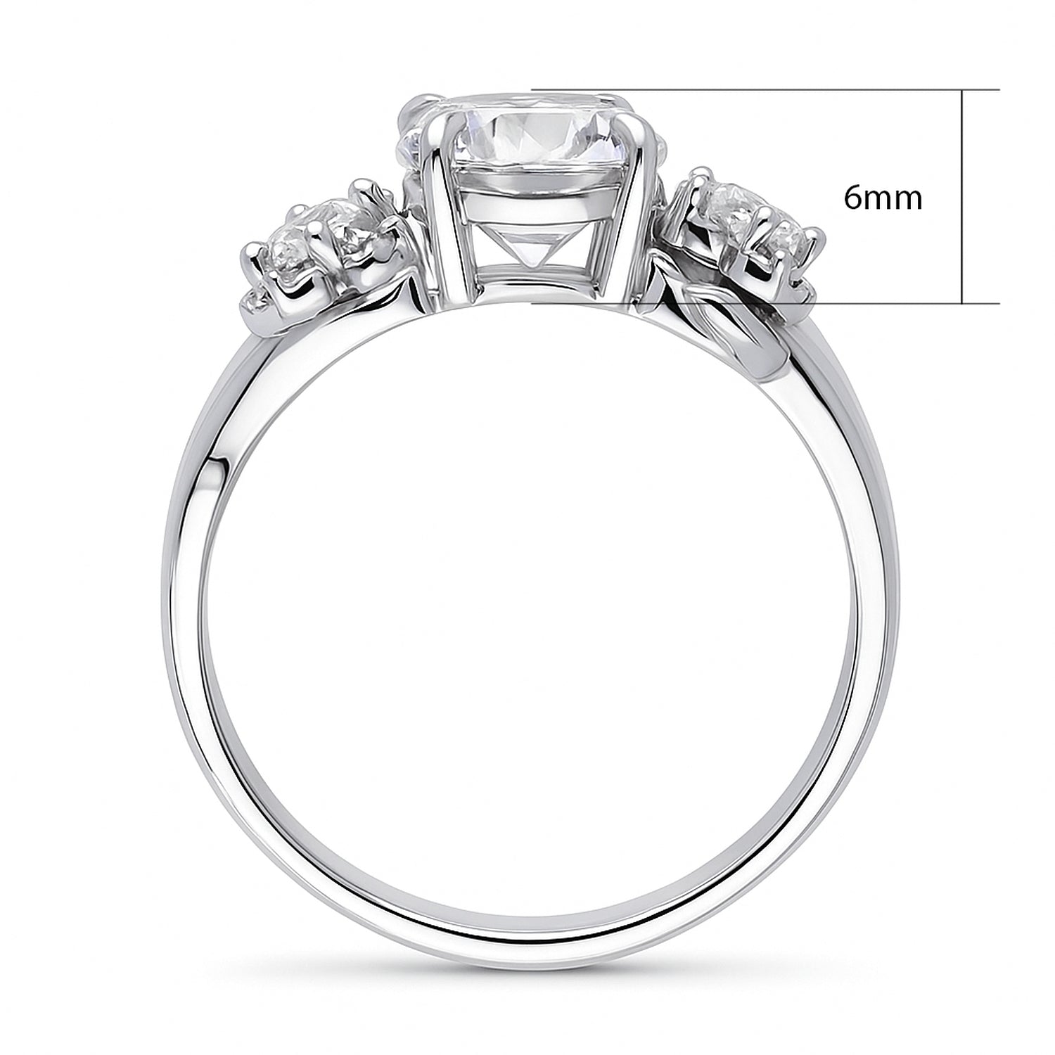 3-Stone Flower 1.6ct CZ Ring in Sterling Silver, 4 of 5