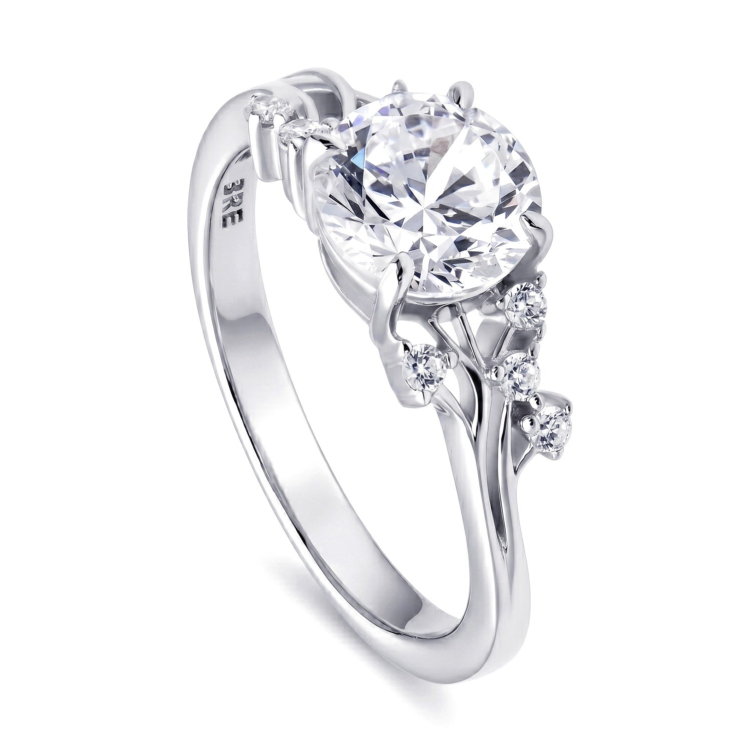 Solitaire Filigree Flower 1.6ct CZ Ring in Sterling Silver
