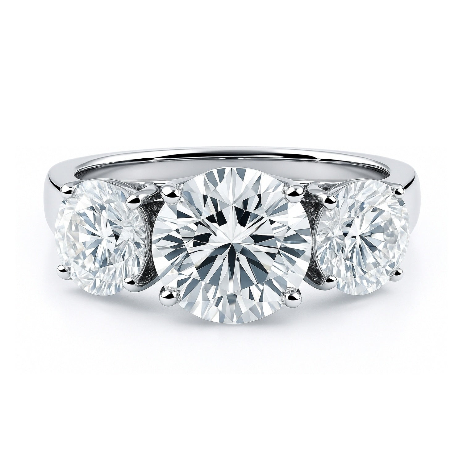 3-Stone 2ct CZ Ring in Sterling Silver, 1 of 14