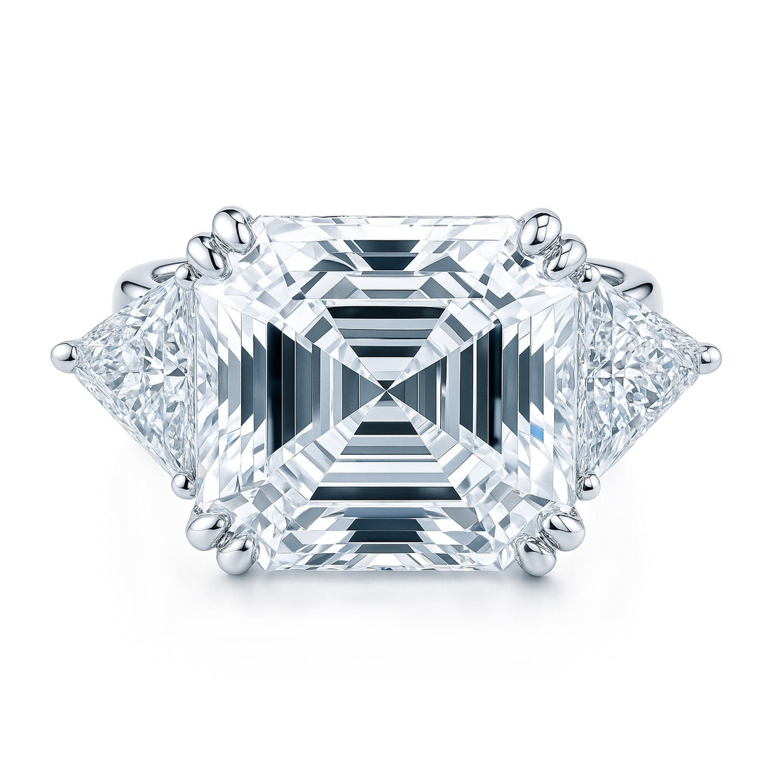 3-Stone 12.6ct Asscher CZ Ring in Sterling Silver