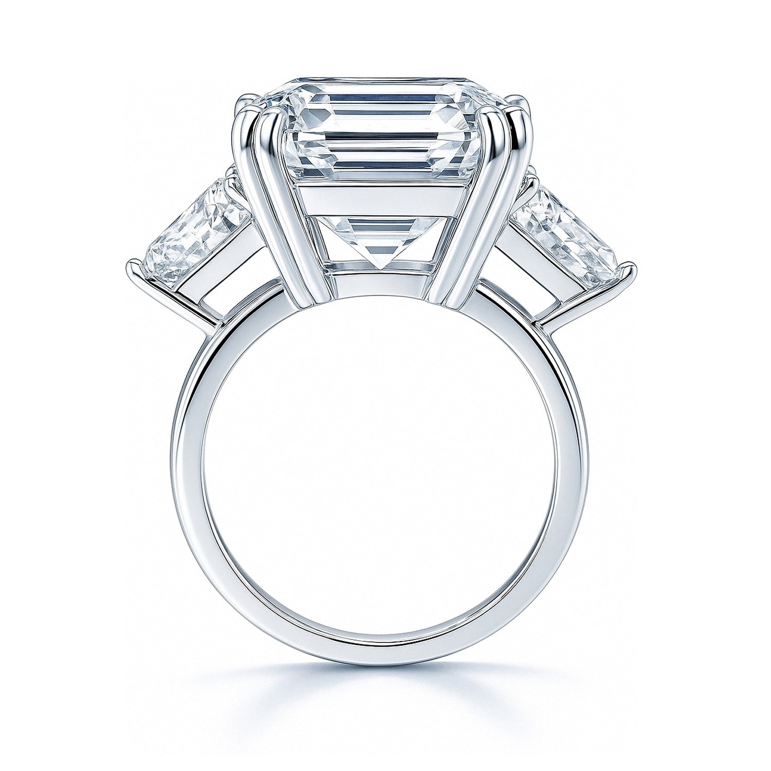 3-Stone 12.6ct Asscher CZ Ring in Sterling Silver