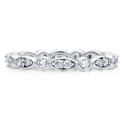 Bubble Bezel CZ Eternity Ring in Sterling Silver
