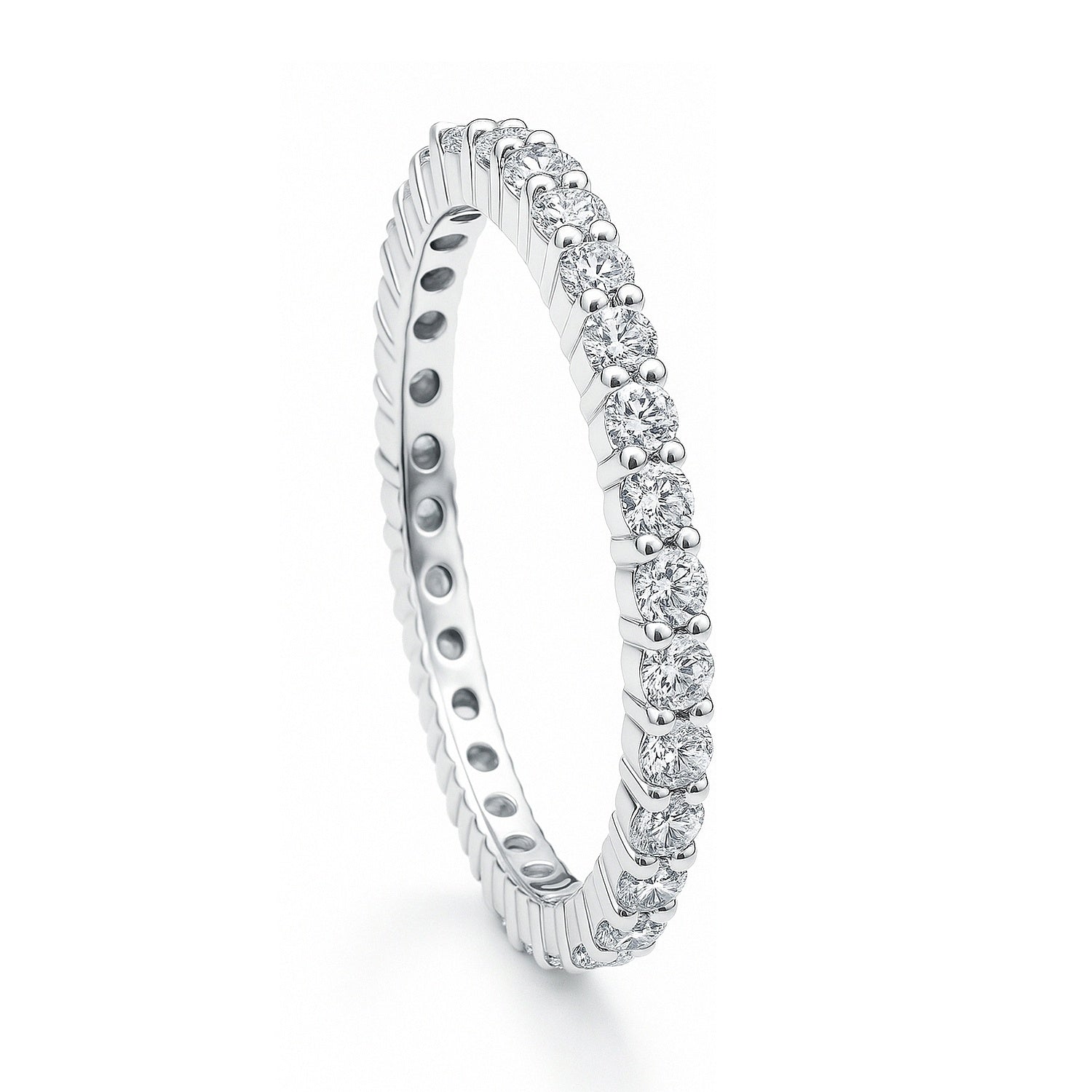Sterling Silver Pave Cubic Zirconia CZ Wedding Eternity Ring #R448