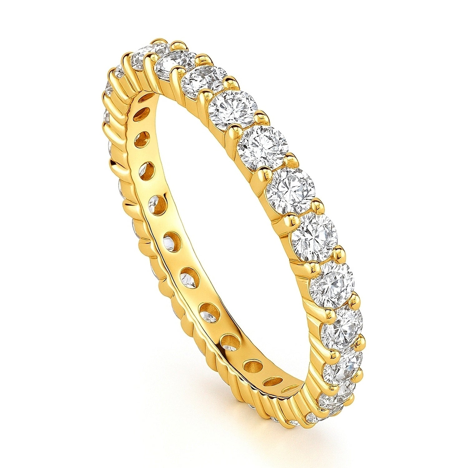 Pave CZ Eternity Ring in Gold Flashed Sterling Silver, 4 of 11