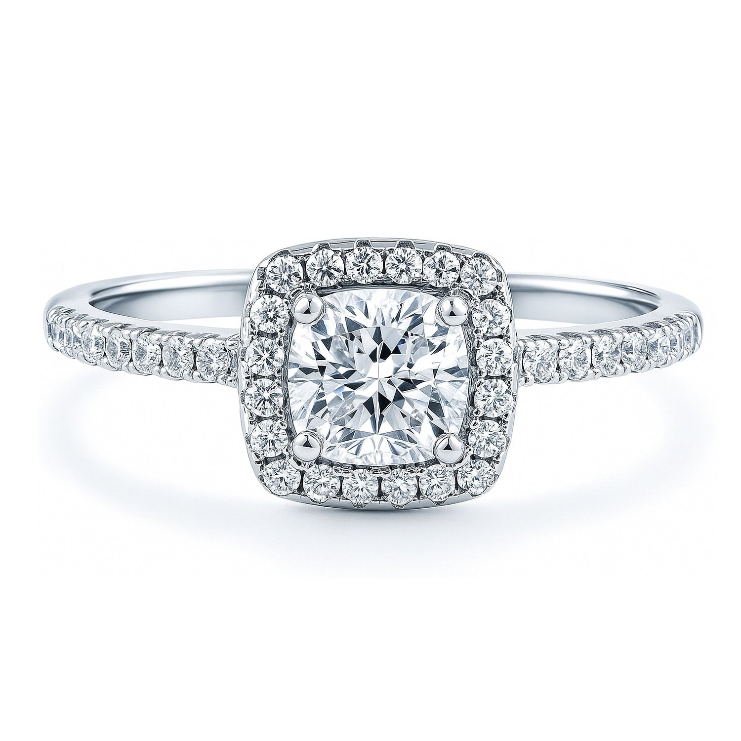 Halo Cushion Cut CZ Ring in Sterling Silver, 1 of 8